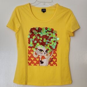NWOT. Muticolors Sequins Beads T-shirt with Light Stretchable.